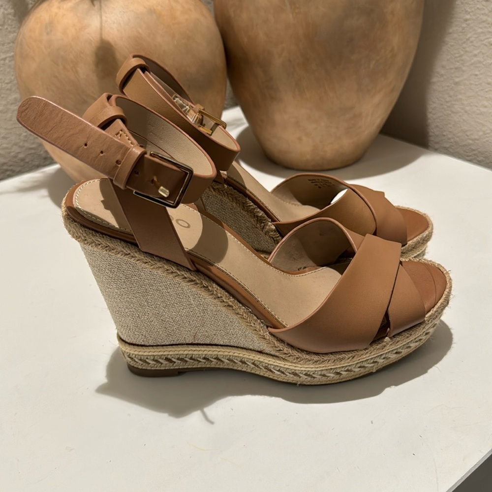 Aldo Clodia Tan Espadrille Wedge Sandals - Size 6